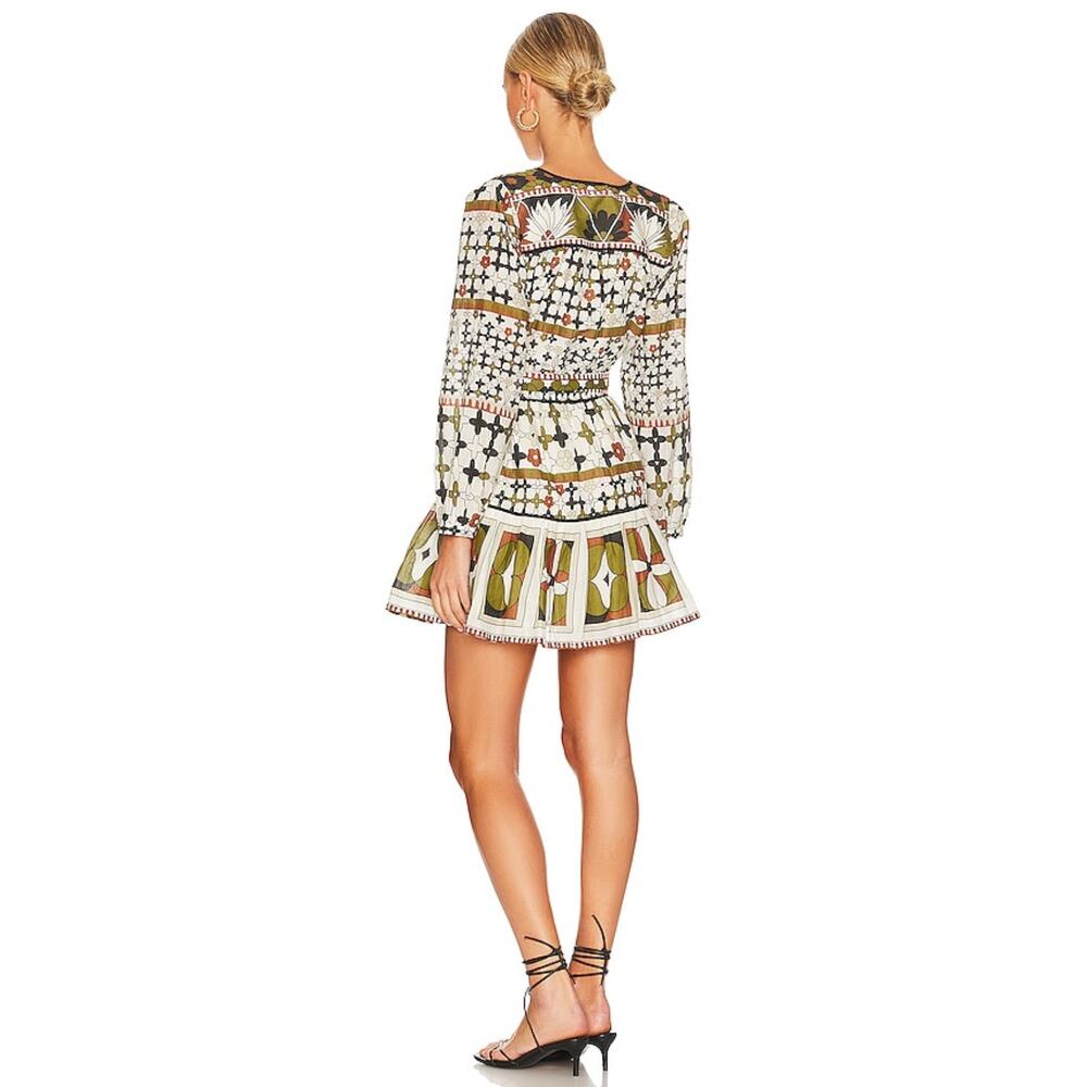 Cleobella Emory Belted Puff-Sleeve Mini Dress in Art Deco Size Large - Picture 3 of 15